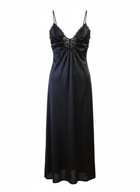 Sheer Tricot Whimsygoth Black Lace Heart Trim Slip Dress Glam Delicate Small